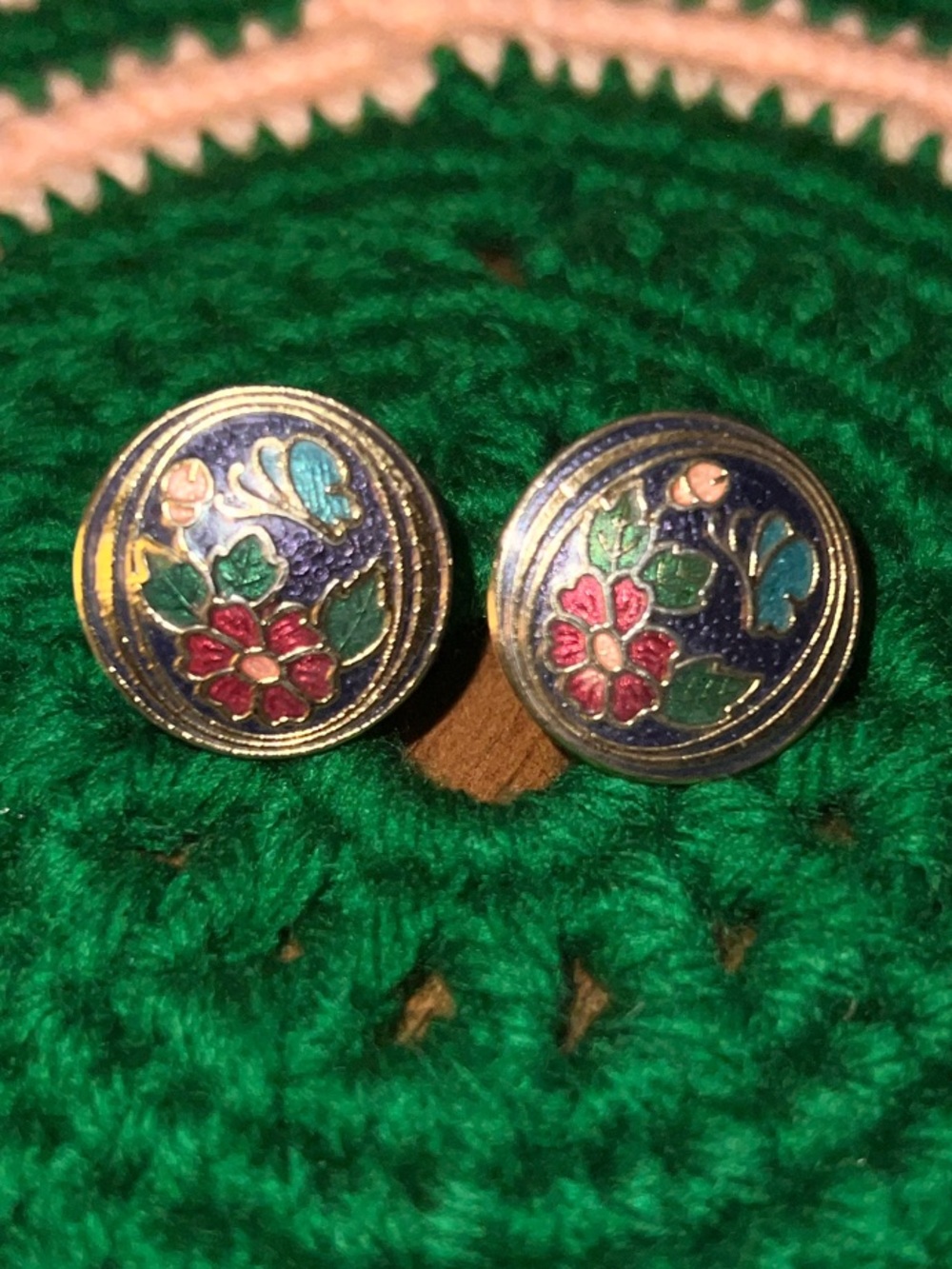 Cloisonné enamel butterfly earrings
